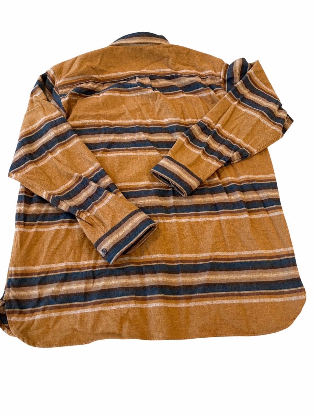 L.L.Bean Chamois Shirt Men XL Reg Brown Striped Flannel Button Up Heavy - Picture 3 of 6